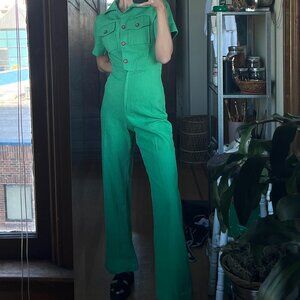 Vintage Lime Green Jumpsuit/Playsuit from the 1970s size S/M